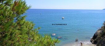 Camera matrimoniale bagno e terrazzo privato, colazione incl. 80 metri dal mare