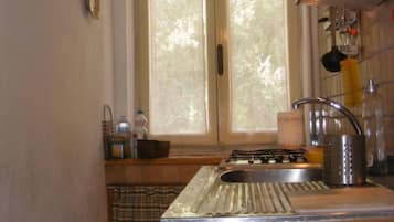 Fridge, oven, stovetop, coffee/tea maker