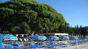 Plage à proximité, chaises longues