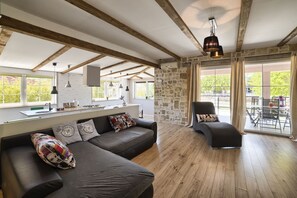 TV, video games, DVD player, video library