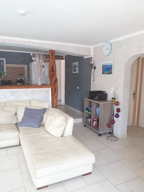Smart TV, lareira, DVD player, livros