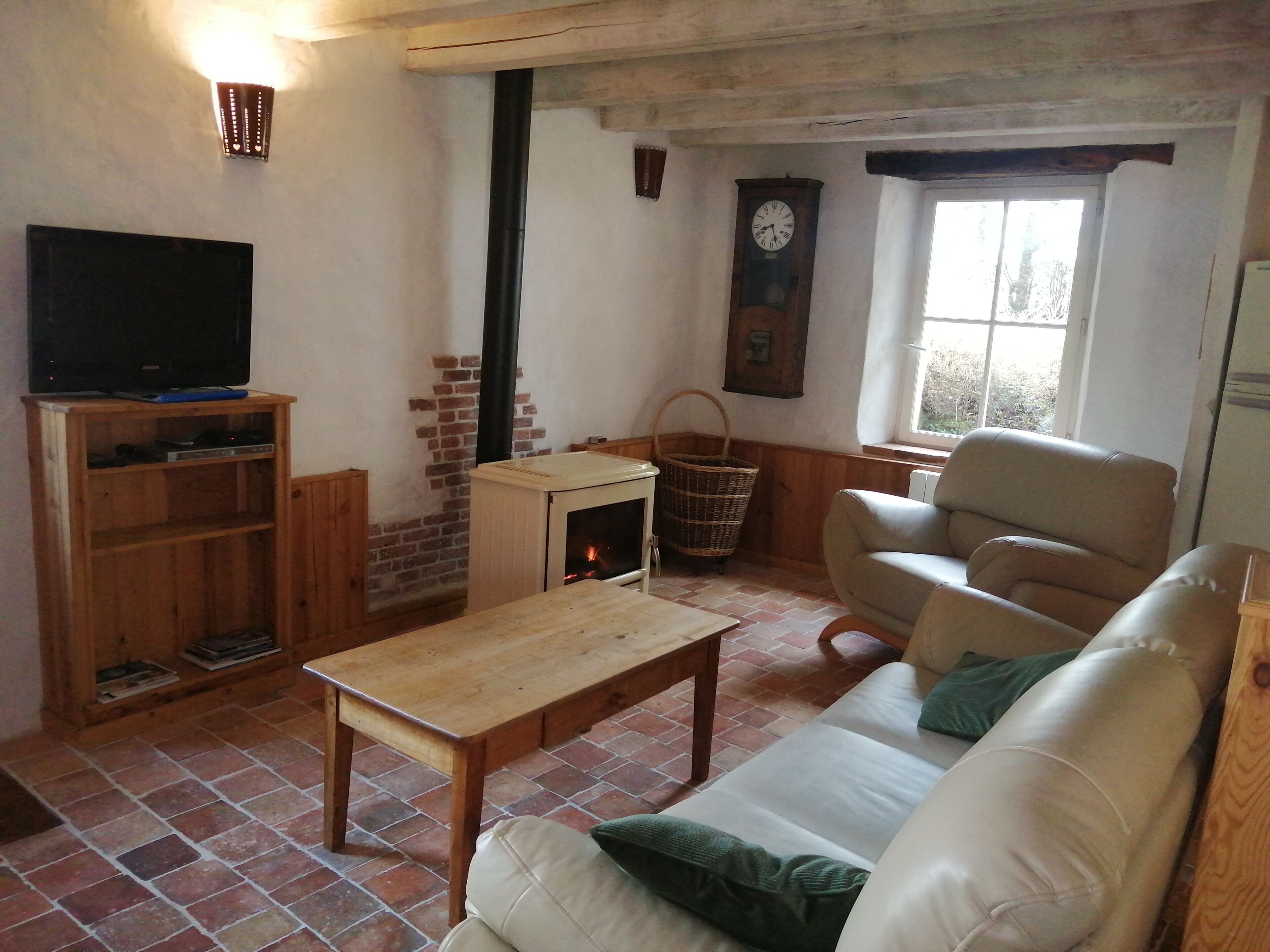 Télévision, cheminée, lecteur de DVD, table de tennis de table