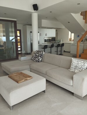 Smart TV, fireplace, DVD player, books