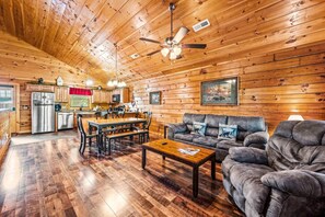 Smart TV, fireplace, video games, DVD player