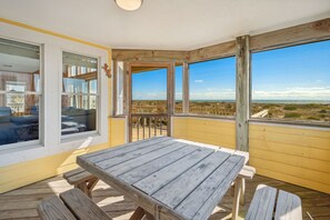 Outdoor dining - Cheerio - Oceanfront Escape with Private Pool, Elevator, Hot Tub, & Game Room (Salvo)