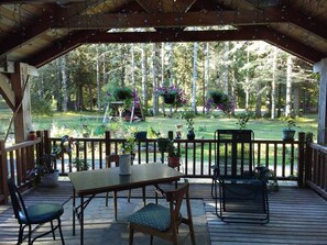 Outdoor dining - Close to Mt. Rainier.  AC in the summer Wood stove for Emergency heat & cooking. (Ashford)