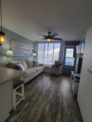 Smart TV, DVD player, books, video library