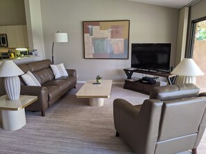 TV connectée, cheminée, lecteur de DVD