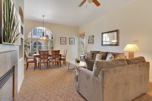 TV, fireplace, offices