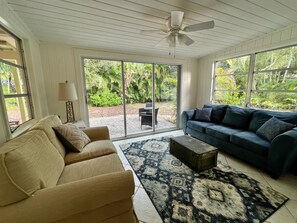 Sun room to back yard.