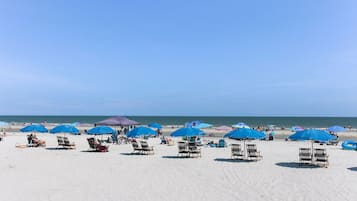 Plage, chaises longues