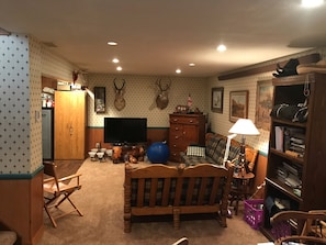 TV, DVD player, books