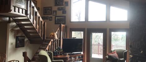 TV, DVD player, books