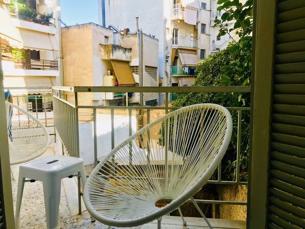 Romantisches Apartment, 1 King-Bett und Schlafsofa | Balkon