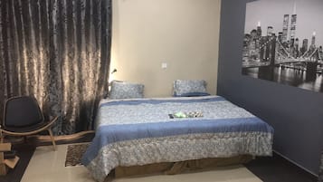 4 bedrooms, blackout curtains, iron/ironing board, free WiFi