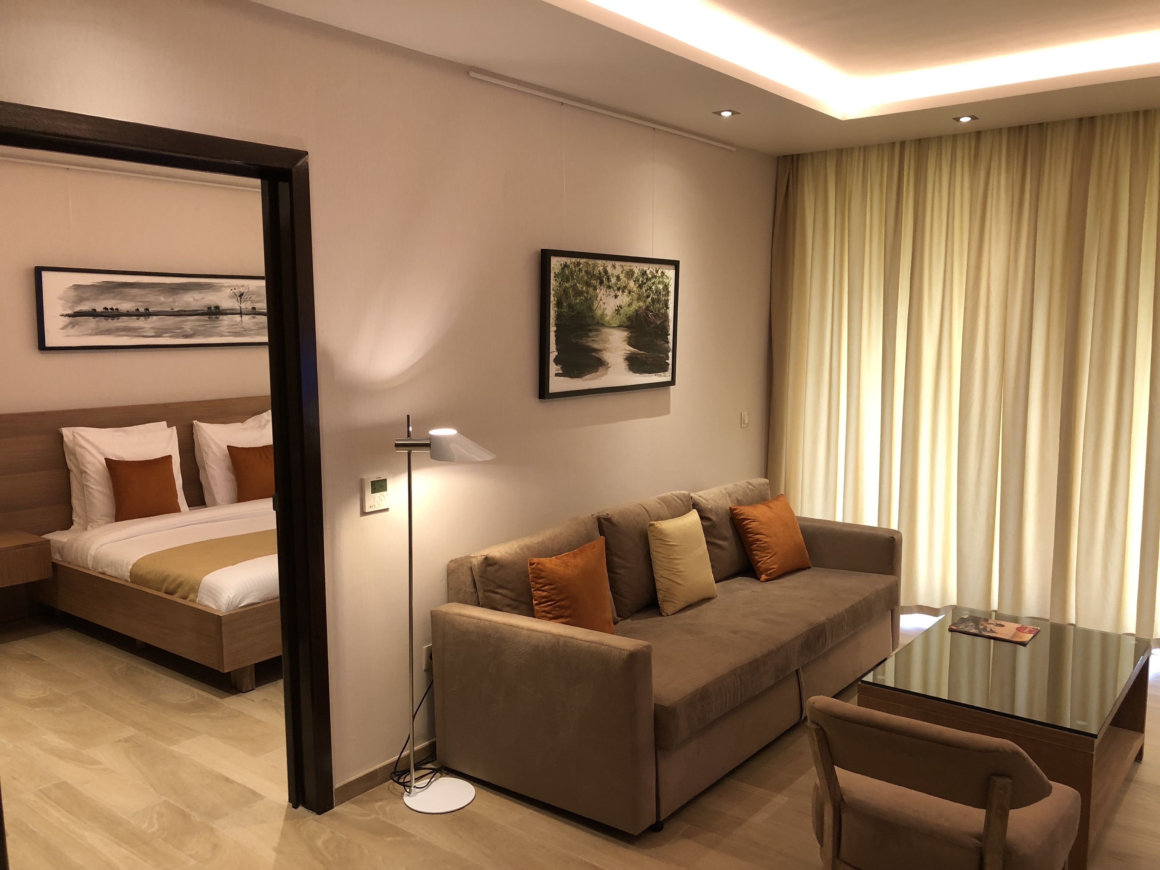 executive apartment, 1 bedroom, non smoking, garden view | living room | 43-inch led tv with satellite channels, tv