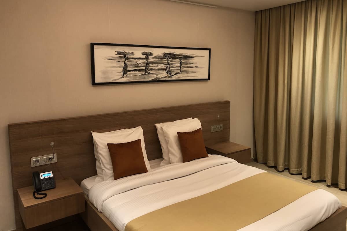 Apartamento ejecutivo, 1 habitación, no fumadores, vistas al jardín | Ropa de cama de alta calidad, caja fuerte, escritorio