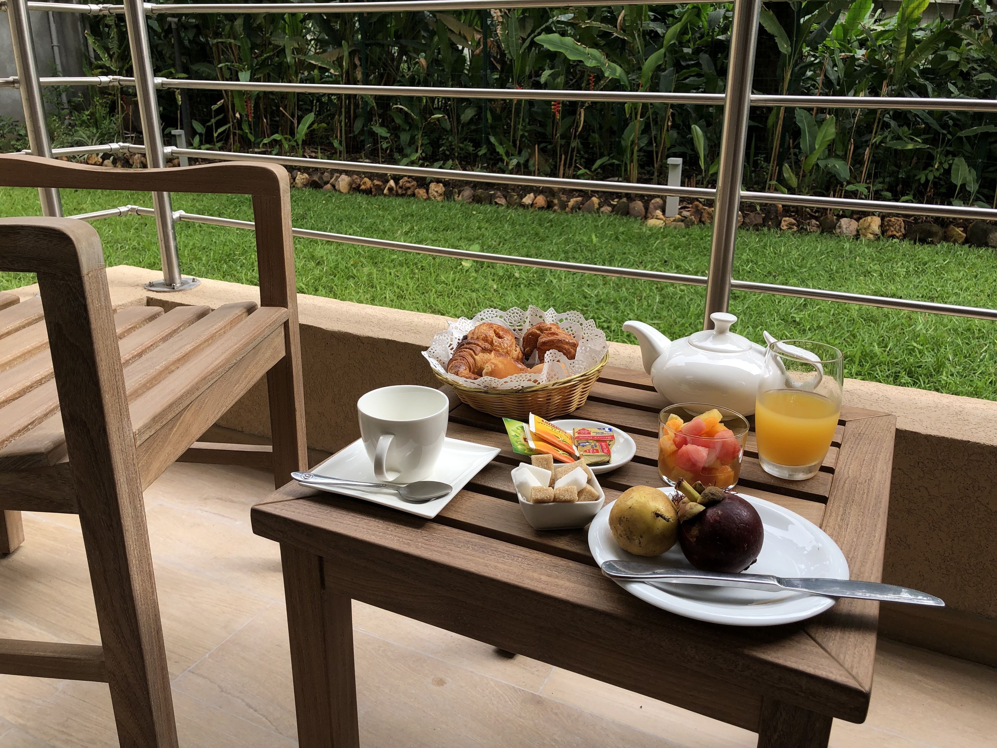 daily buffet breakfast (cdf 20 per person)