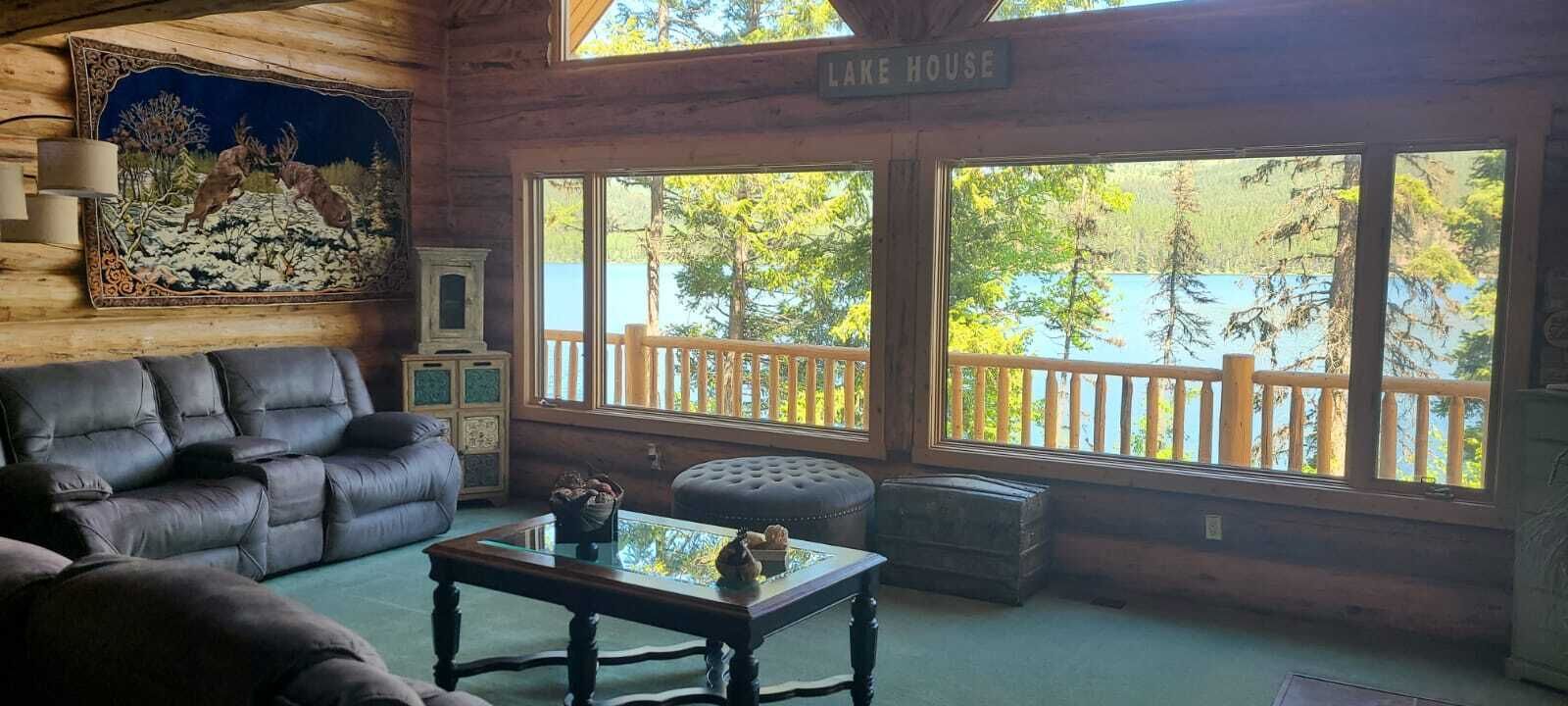 Waterfront w/ Water Slide, Rock Climbing Wall & Ice Fishing Shanty in Winter