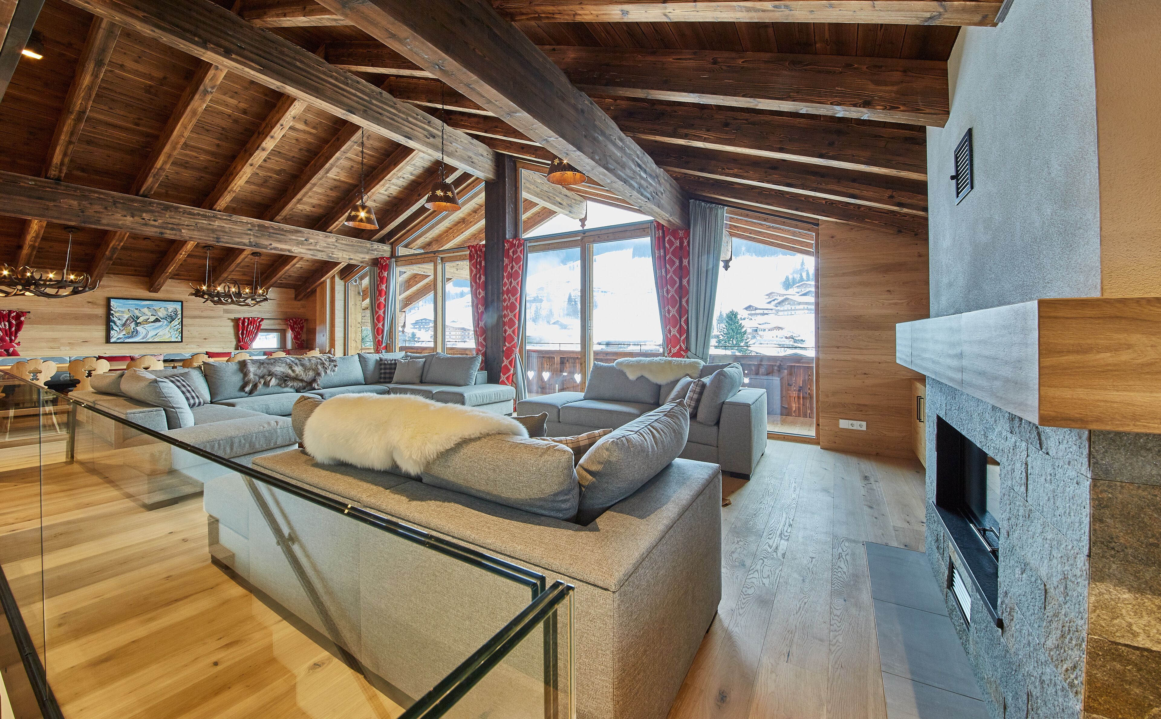 Chalet, 5 Bedrooms, Mountain View (Chalet Top 2) | Living area | Flat-screen TV