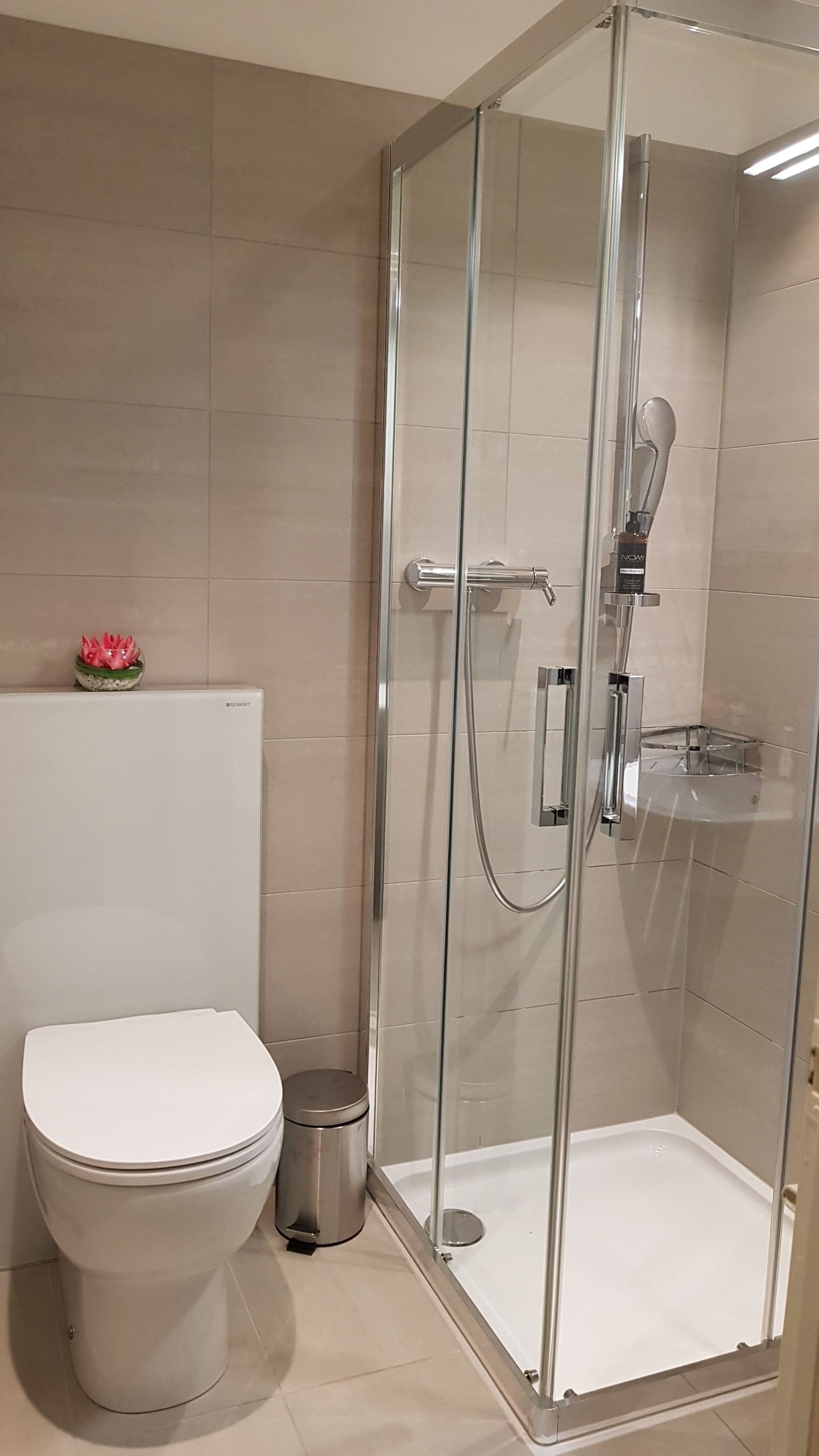 basic double room | bathroom | shower, rainfall showerhead, designer toiletries, hair dryer