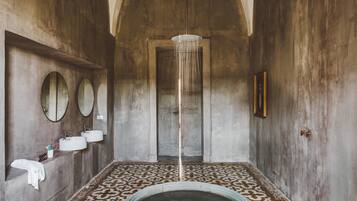 Shower, free toiletries, hair dryer, bathrobes