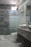 Ducha, cabezal de ducha tipo lluvia, artículos de tocador gratuitos