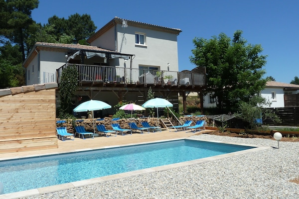 Piscine extérieure, piscine chauffée