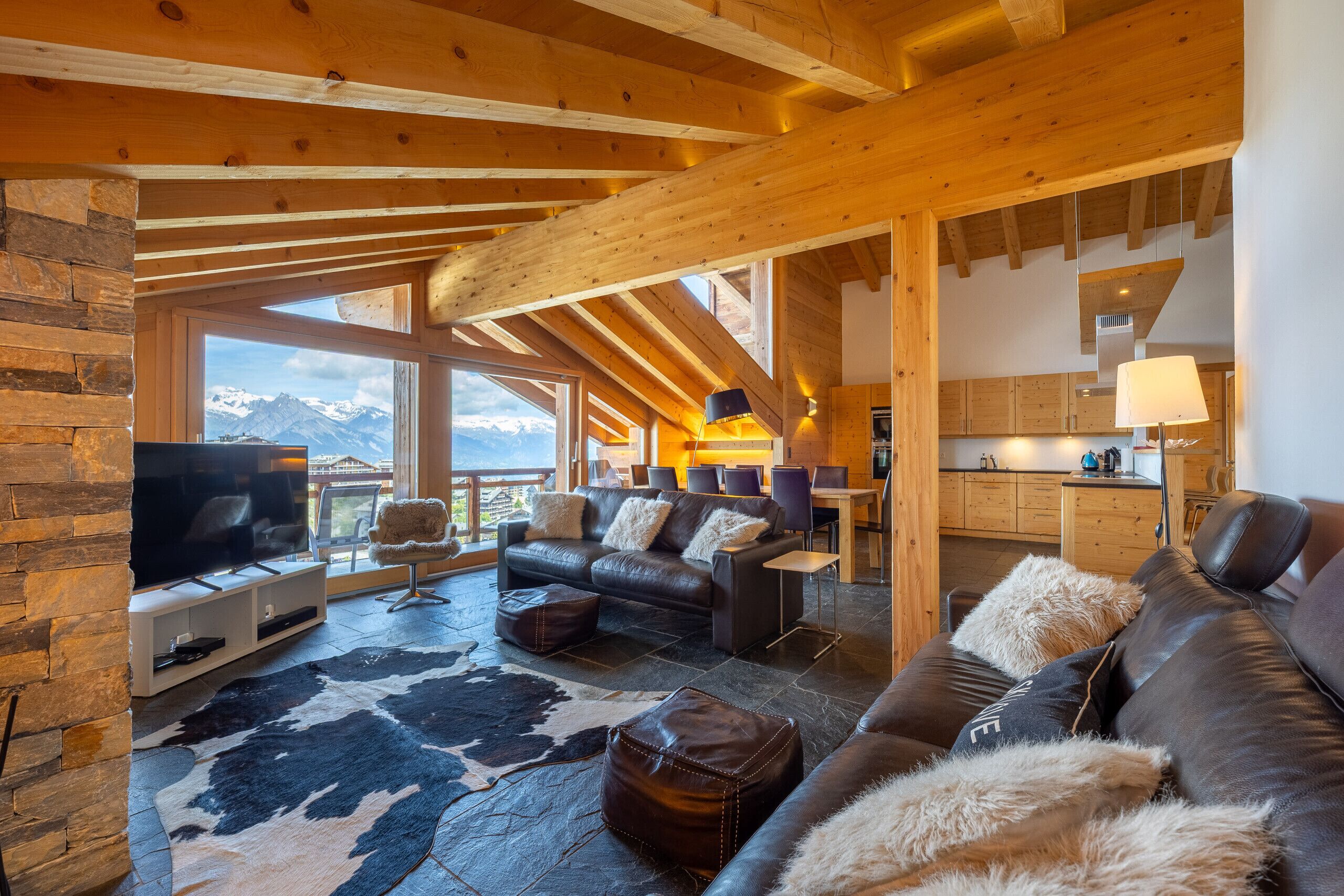 Télévision, cheminée, lecteur de DVD