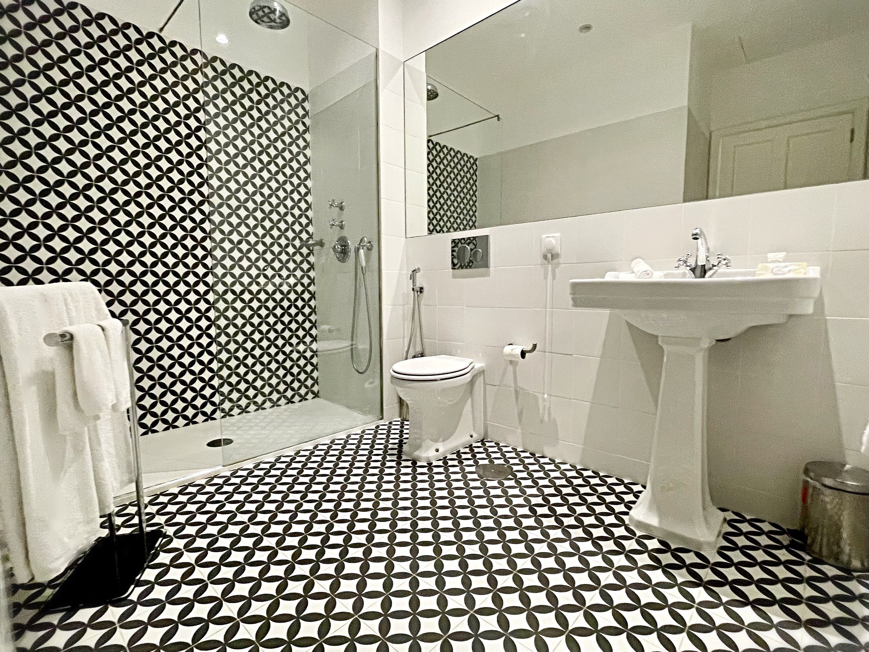 economy double room | bathroom | shower, free toiletries, hair dryer, towels