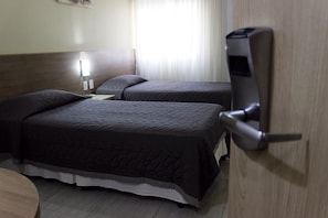 Minibar, desk, laptop workspace, blackout drapes