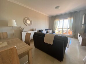 Una televisión, un reproductor de DVD, libros