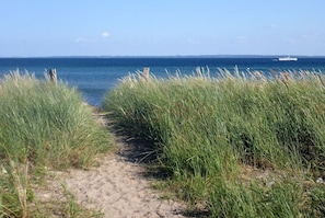 Beach nearby, sun loungers