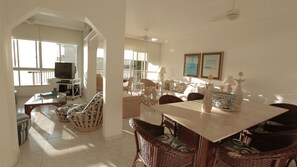 TV, DVD player, foosball, table tennis