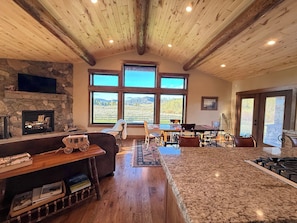 TV, fireplace, offices