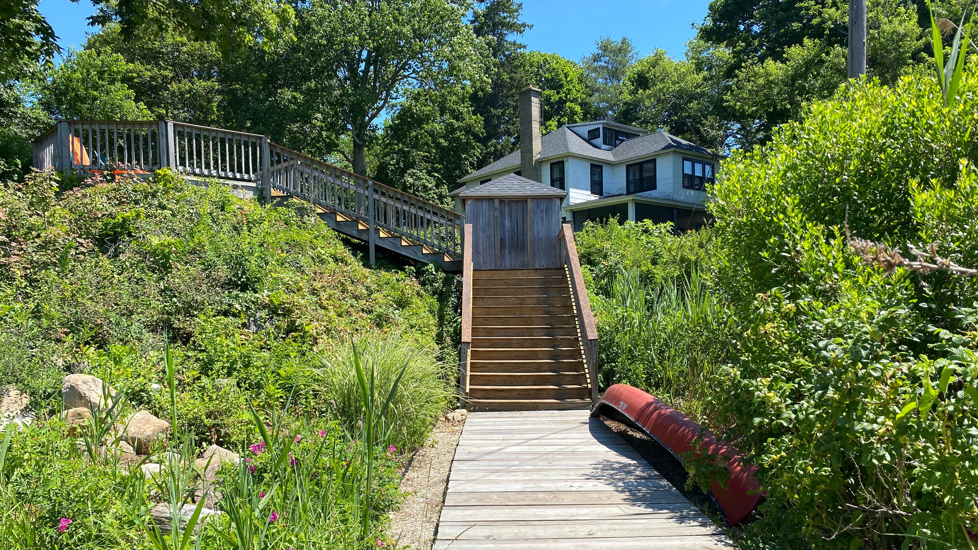 Stairs leading to beach.