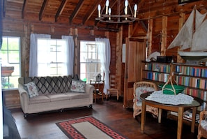 Chimenea y libros 