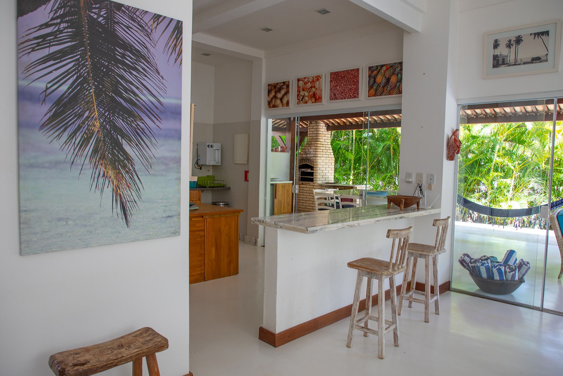 Beach house in tropical garden with swimming pool, sea view, 150m from the beach