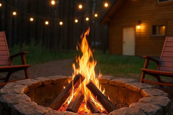The back yard has a great ambiance.