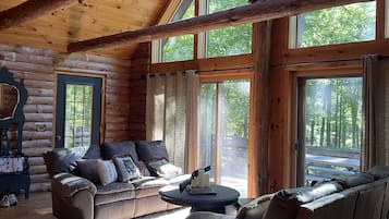 Smart TV, fireplace, video games, DVD player