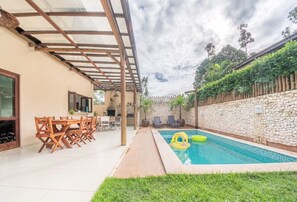 Outdoor pool, pool loungers