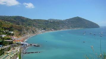 Beach nearby, sun loungers