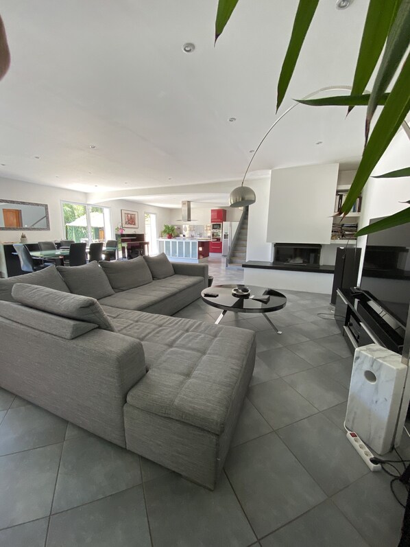 TV, fireplace, DVD player, ping pong