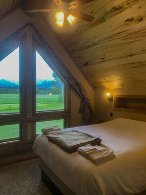 2 bedrooms, bed sheets - Cabins At Hay Creek Beautiful Log Cabin Stunning Views Glacier National Park (Polebridge)