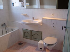 Suihkun ja ammeen yhdistelmä, hiustenkuivaaja