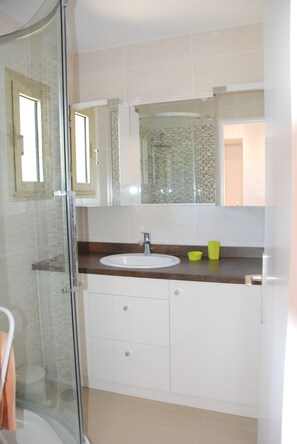 Douche, sèche-cheveux, savon