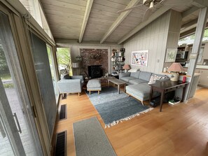 TV, DVD player, books, music library