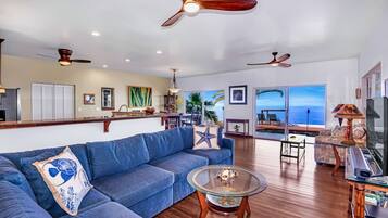 Smart TV, DVD player, books, video library