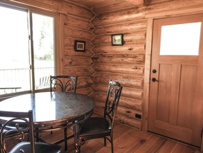 Dining - Cabins At Hay Creek- Beautiful Log Cabin Stunning Views of Glacier National Park (Polebridge)
