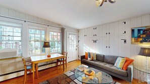 Smart TV, DVD player, books, music library